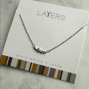 Layers Silver Necklace with Crystal Details